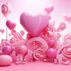 pink heart shaped balloons
