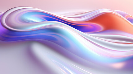 Iridescent Wispy Smooth Liquid Wave Abstract Background, Generative AI