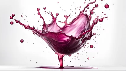 Fotobehang Pouring and splashing grape juice or wine on white background. © SJarkCube