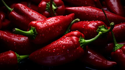 Wandcirkels plexiglas Delicious red hot chili pepper pattern © Aliaksandra
