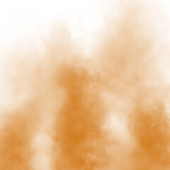 Abstract orange puffs of smoke mist overlay on transparent background pollution. Royalty high-quality free stock png of smoke mitsty fog overlays white backgrounds. Yellow smoke swirls fragments