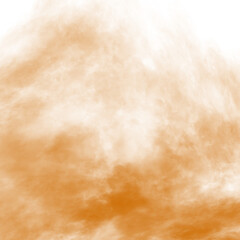 Abstract orange puffs of smoke mist overlay on transparent background pollution. Royalty high-quality free stock png of smoke mitsty fog overlays white backgrounds. Yellow smoke swirls fragments
