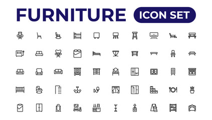 Furniture, icon set.Outline icon collection.