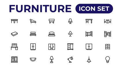 Furniture, icon set.Outline icon collection.