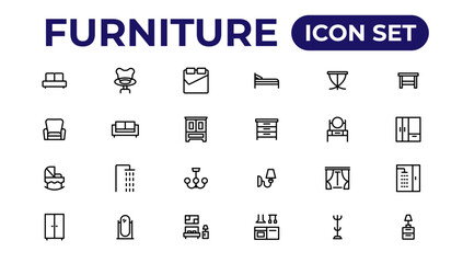 Furniture, icon set.Outline icon collection.