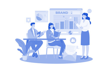 Marketing Team working on data analysis