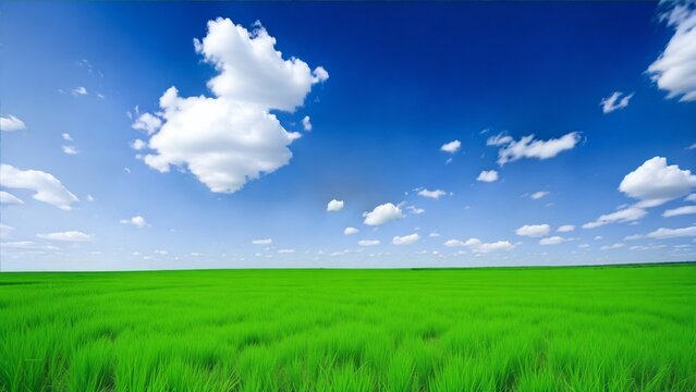 green grass and blue sky