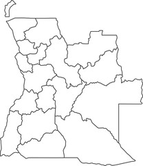Map of Angola with detailed country map, line map.
