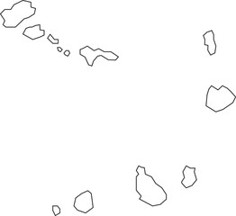 Map of Cape Verde with detailed country map, line map.