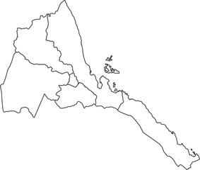 Map of Eritrea with detailed country map, line map.