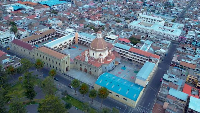 Drone Video of a Church in Riobamba City Ecuador