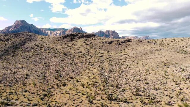 Drone through the desert plane on a sunny day
