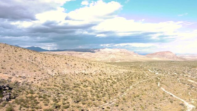 Drone over desert plane on a sunny morning