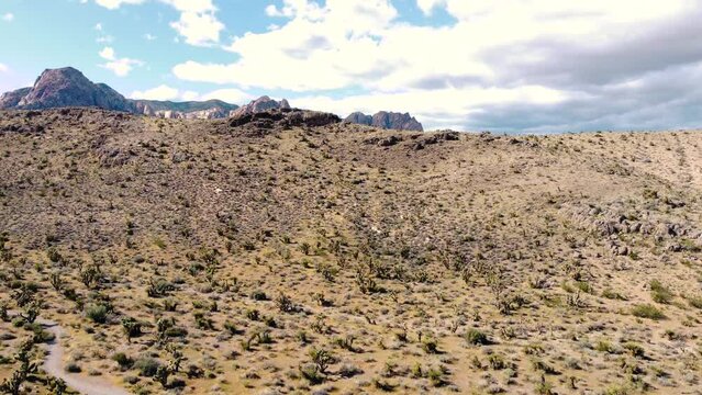Drone in desert on a cloudy day