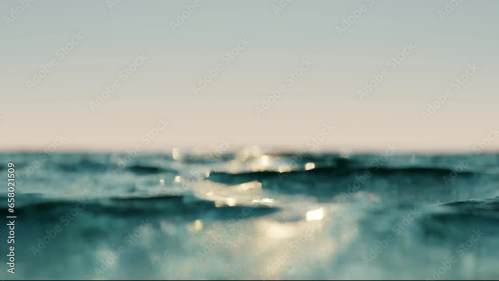 Wall mural wave sea beach and sunset sky abstract background. nature and summer concept. 3d render.