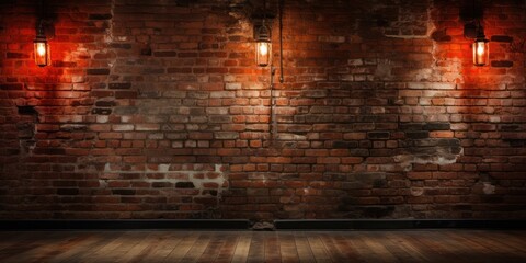 background of a brick wall wide angle lens realistic lighting - obrazy, fototapety, plakaty