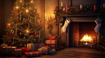 christmas tree with fireplace
