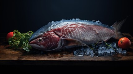 Longtail tuna or northern bluefin tuna on the utensil