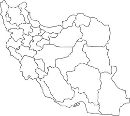 Obraz premium Map of Iran with detailed country map, line map.