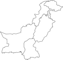 Obraz premium Map of Pakistan with detailed country map, line map.