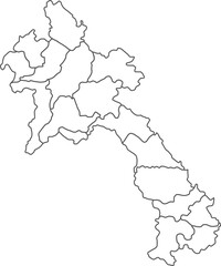 Map of Laos with detailed country map, line map.