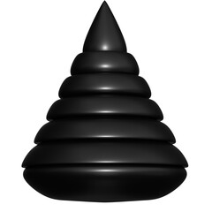 Realistic 3D Geometric Shape, Black Matte, Transparent Background, PNG Design Element