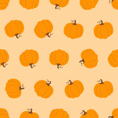 Pumpkin seamless pattern. Suitable for backgrounds, wallpapers, fabrics, textiles, wrapping papers, printed materials, and many more.