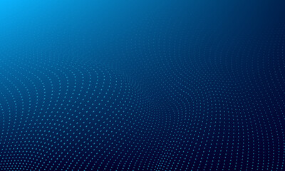 modern abstract background. wavy dotted particle pattern on dark blue gradient background