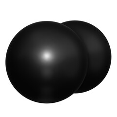 Realistic 3D Geometric Shape, Black Matte, Transparent Background, PNG Design Element