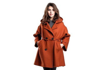 woman autumn coat on white background PNG