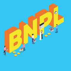 Fototapeta premium Buy now pay later BNPL online shopping 3d vector illustration concept for banner, website, illustration, landing page, flyer, etc