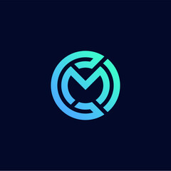 Initial CM MC OMC MOC modern monogram and elegant logo design