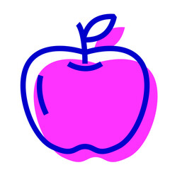 フルーツ、りんごを表す2色スタイルのアイコン
