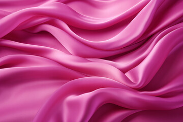 Fuchsia silk, satin luxury fabric texture, abstract background. Top view
