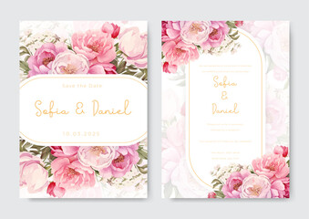 Fototapeta na wymiar Wedding invitation template with floral motif