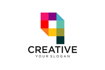 Abstract logo multicolored squares for company design