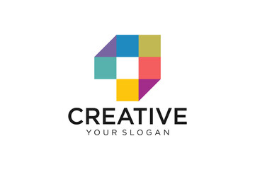 Abstract logo multicolored squares for company design