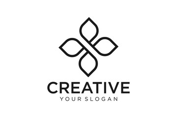 Abstract elegant tree leaf flower logo icon vector design.