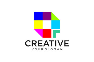 Abstract logo multicolored squares for company design