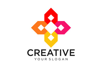 Abstract logo multicolored squares for company design