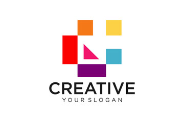 Abstract logo multicolored squares for company design