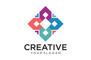 Abstract logo multicolored squares for company design
