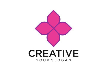 Abstract elegant tree leaf flower logo icon vector design.