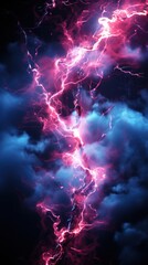Pink lightning on a dark background.