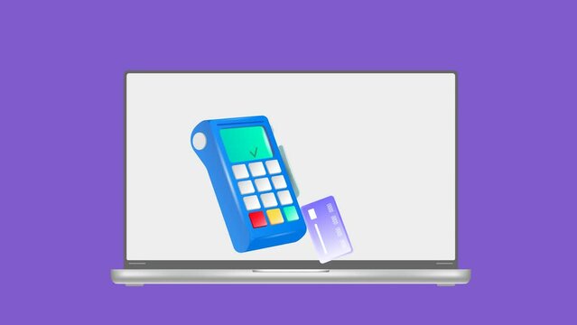 Payment terminal, a modern POS-bank payment device.
A payment device with an NFC keyboard. A credit card reader.
Animation of a contactless payment system.