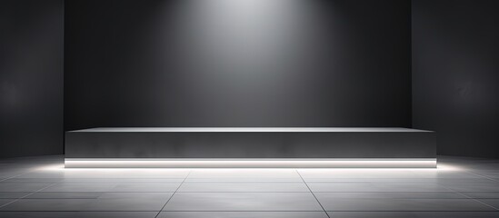 Stage spotlights product box room with walls room blank ad background dramatic presentation white lights on gray and black