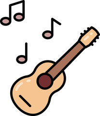 Playing guitar line icon