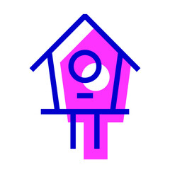 春、巣箱、鳥の巣を表す2色スタイルのアイコン