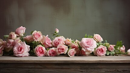 Antique Roses on a Weathered Table