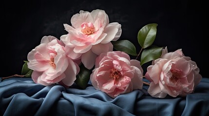 Nostalgic Camellias on a Velvet Cloth